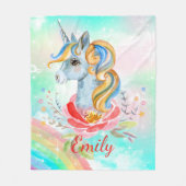 Pastel Rainbow Unicorn Couverture polaire personna (Devant)