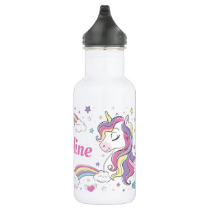 Pastel Rainbow Unicorn, gepersonaliseerd Waterfles