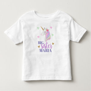 Pastel Rainbow Unicorn & Hearts Big Sister Kinder Shirts