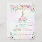Pastel Rainbow Unicorn Invitation d'anniversaire (Devant)