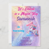 Pastel Rainbow Unicorn Première Invitation d'anniv (Devant)