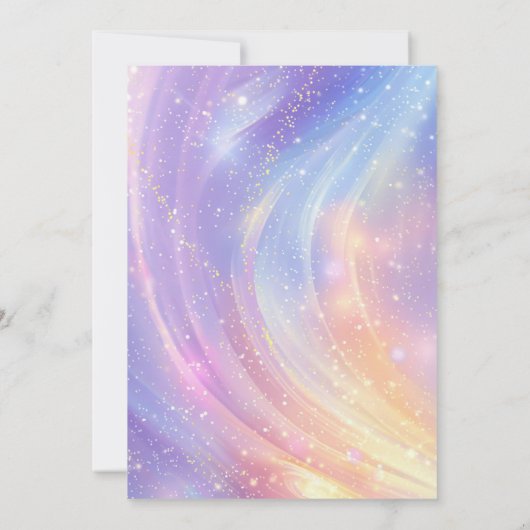 Pastel Rainbow Unicorn Première Invitation d'anniv (Dos)