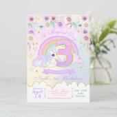 Pastel Rainbow Unicorn troisième invitation annive (Debout devant)