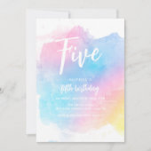 Pastel Rainbow Watercolor Invitation d'anniversair (Devant)