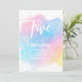 Pastel Rainbow Watercolor Invitation d'anniversair (Debout devant)
