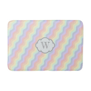 Pastel Rainbow Waves Bath Mat