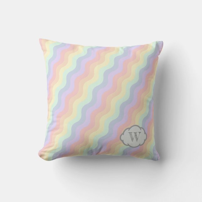 Pastel Rainbow Waves Pillow Kussen (Voorkant)