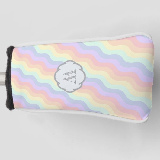 Pastel Rainbow Waves Putter Hoesje Golfheadcover (Voorkant)
