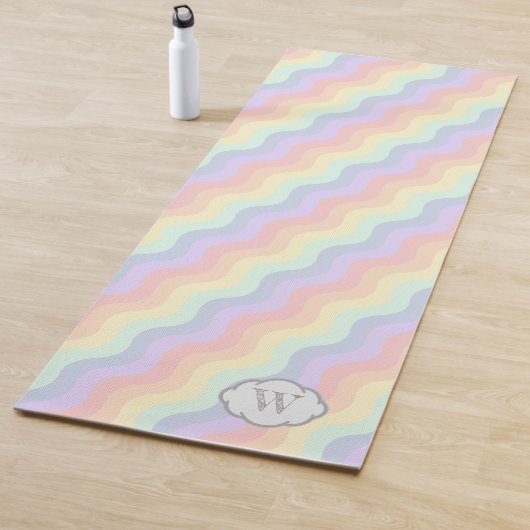 Pastel Rainbow Waves Yoga Mat (In situ)