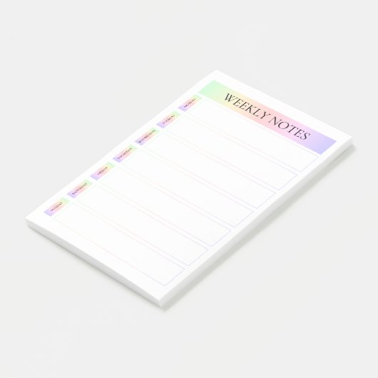Pastel Rainbow Weekly schrijft dankbaar Post-it® Notes (Schuin)