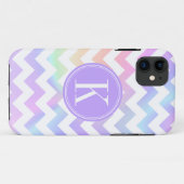 Pastel Rainbow White Chevron Aangepast monogram Case-Mate iPhone Case (Achterkant (horizontaal))