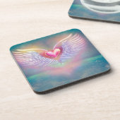 Pastel Rainbow Winged Heart Bier Onderzetter (Linkerzijde)