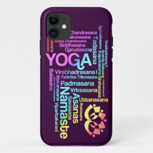 Pastel Rainbow Yoga Posities in Sanskrit iPhone 11 Hoesje