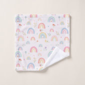 Pastel Rainbows Girly Wildflowers & Hearts Bad Handdoek (Wasdoekje)