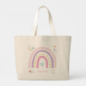 Pastel Rainbows Girly Wildflowers & Hearts Grote Tote Bag (Achterkant)
