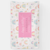 Pastel Rainbows Girly Wildflowers Hearts Verjaarda Spandoek (Verticaal)