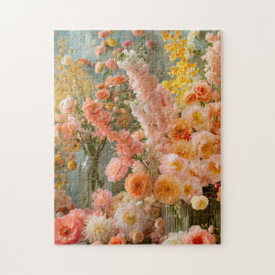 Pastel Ranunculus, Freesia en Dahlia Boeketten Legpuzzel