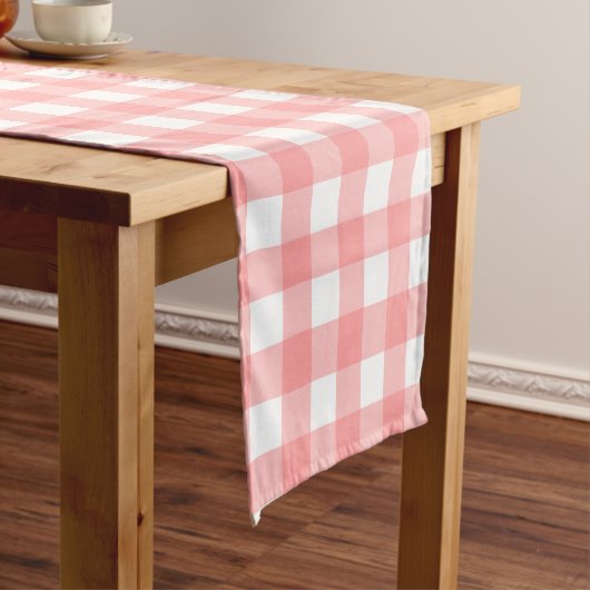 Pastel Raspberry Red Pset Pattern Paster Korte Tafelloper (Voorbeeld)