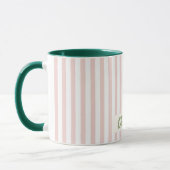 Pastel rayé rose Retro Nom Customisé Mug (Gauche)