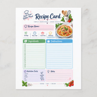 Pastel Receptkaart – Mooie Keuken Recepten Organiz