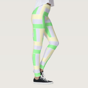 Pastel Rechthoeken Patroon Witte Stippellijnen Leggings