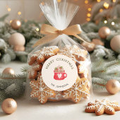Pastel Red Cocoa Mok Vrolijk Kerstfeest Ronde Sticker