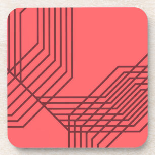 Pastel Red, eenvoudig, modern, geometrisch ontwerp Bier Onderzetter