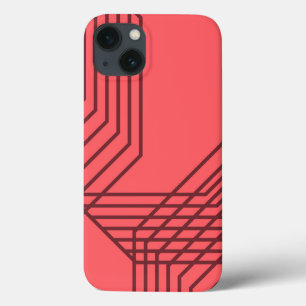 Pastel Red, eenvoudig, modern, geometrisch ontwerp iPhone 13 Hoesje