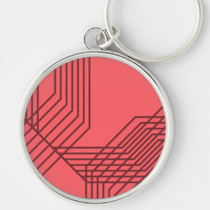 Pastel Red, eenvoudig, modern, geometrisch ontwerp Sleutelhanger