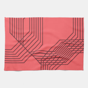Pastel Red, eenvoudig, modern, geometrisch ontwerp Theedoek