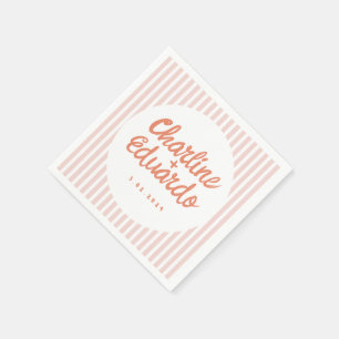 Pastel Red Handwriting Retro Wedding Napkins Servet