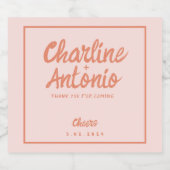 Pastel Red roze handschrift Retro Weddenschap Sparkling Wijnetiket (Enkel label)