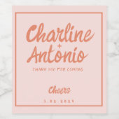 Pastel Red roze handschrift Retro Weddenschap Wijn Etiket (Enkel label)