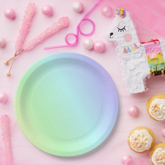 Pastel Regelboog van kleuren, lichtgroen tot zacht Papieren Bordje (Feest)