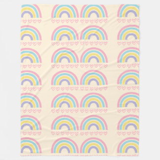 Pastel regenbogen en harten fleece deken