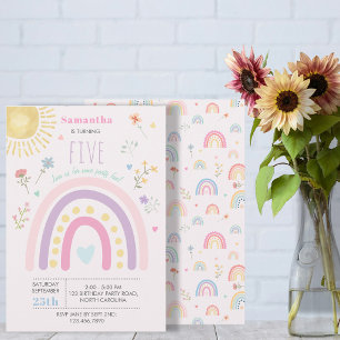 Pastel Regenbogen Meisjesachtige Wilde Bloemen Har Kaart