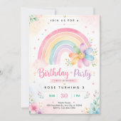 Pastel Regenboog 3e Verjaardag Kaart (Voorkant)