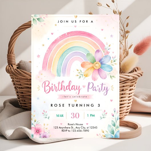 Pastel Regenboog 3e Verjaardag Kaart