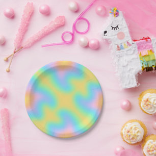 Pastel Regenboog Abstract Verjaardagsfeest Papieren Bordje