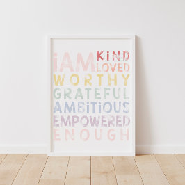 Pastel Regenboog Affirmaties Voor Kinderen Poster
