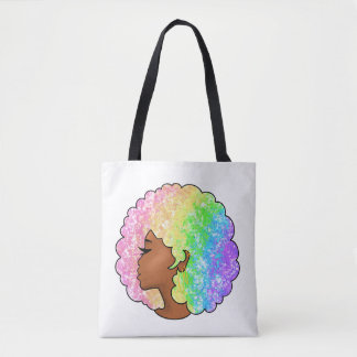 Pastel Regenboog Afro Portret Groovy Retro Krullen Draagtas