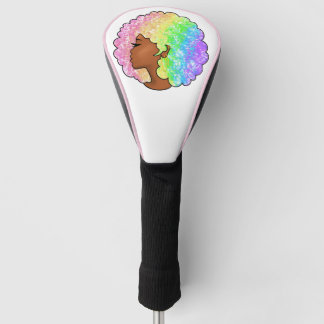 Pastel Regenboog Afro Portret Groovy Retro Krullen Golfheadcover