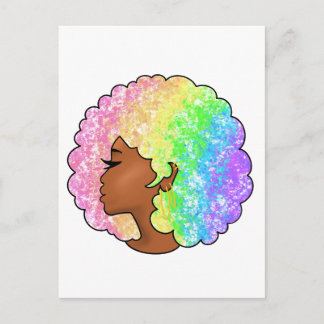 Pastel Regenboog Afro Portret Groovy Retro Krullen Uitnodiging Briefkaart