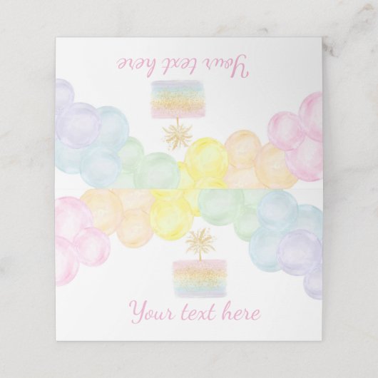 Pastel Regenboog Ballon Plaats Kaart Verjaardagsfe (Buitenkant ongevouwen)