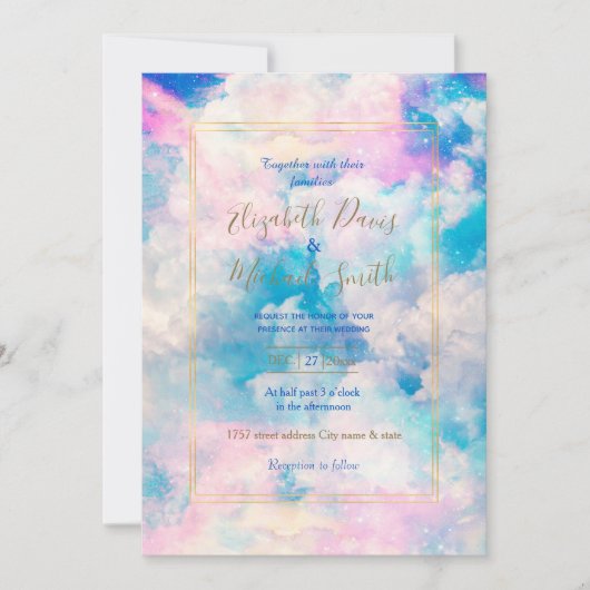 Pastel regenboog bewolkte hemel esthetisch kaart (Voorkant)