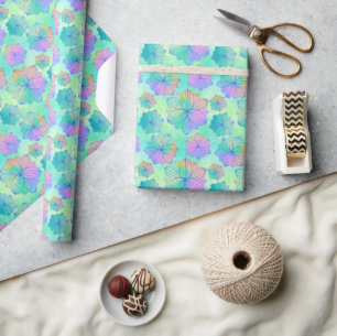 Pastel Regenboog Bloemen Wrapping Papier