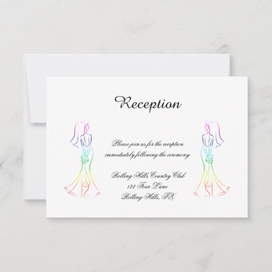 Pastel Regenboog Bruiden Bruiloft Receptie Kaart (Voorkant)