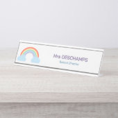 Pastel Regenboog Bureau Naambordje (Voorkant)