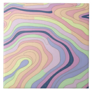 Pastel Regenboog contour patroon groot Tegeltje