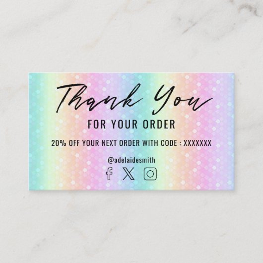 Pastel Regenboog Dank u visitekaartje (Voorkant)